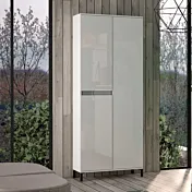 Scarpiera con 3 ante e 10 ripiani Bianco lucido, Made in Italy