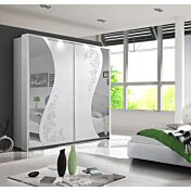 Armadio 2 ante scorrevoli con specchi e serigrafie in finitura Bianco  Zenzero Shop