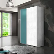 Armadio scorrevole 2 ante, L.163, Snow e Ceruleo laccato