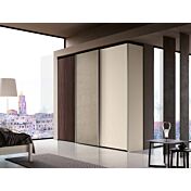 Armadio scorrevole a 3 ante, Noce Moro, Argilla e Orzo