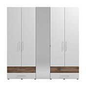 armadio bianco lucido con specchio centrale