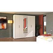 Armadio stile contemporaneo, 5 ante battenti, colore Bianco frassino