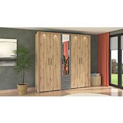 Armadio stile industry 5 ante battenti, finitura Rovere e Grigio