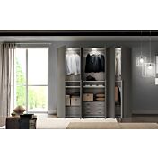 Armadio battente 6 ante, in finitura Cachemire e Noce naturale