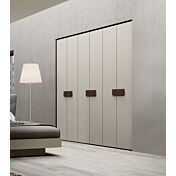 Armadio moderno battente 6 ante, finitura Grigio seta e Noce moro