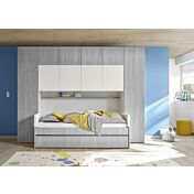 Armadio a ponte a 6 ante battenti bianco opaco e grigio