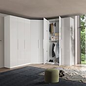 Armadio armadio ad 8 ante battenti, 258x240h cm, finitura Bianco lucido