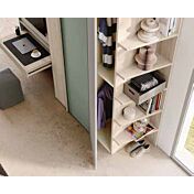 Cameretta 1 piazza e mezza, finitura Agave e Grigio seta, letto imbottito