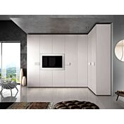 Armadio ad angolo con vano tv, Bianco Opaco