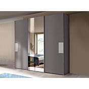 Armadio scorrevole a 3 ante con specchio, finitura Grigio titanio e Dorian
