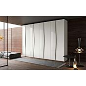 Armadio 8 ante Bianco lucido e opaco con maniglioni, design moderno