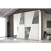 Armadio 2 ante scorrevoli bianco con inserti specchio