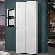 Armadio multiuso 4 ante minimal Bianco lucido, Made in Italy