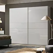 Elegante armadio, 275x240h cm, in finitura Bianco lucido di tendenza Zenzero Shop