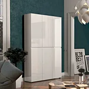 Scarpiera alta a 6 ante moderna Bianco lucido, Made in Italy