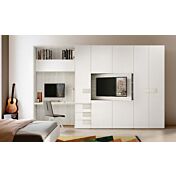 Armadio zona tv e scrivania, 7 ante in Bianco Altea e Bianco Opaco