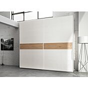 Armadio 2 ante scorrevoli Bianco frassinato con fascia in Rovere nordico