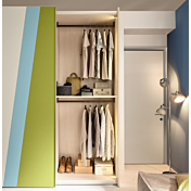 Armadio camerette L.155 Moretti Compact, Oliva, Tabacco e Cielo laccato