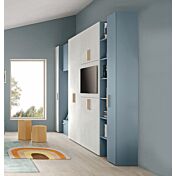Armadio con porta tv e libreria, finitura Cemento artico, Cadaques e Royal oak