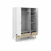 Armadio Rovere e Bianco nordico con ante battenti e piedini 