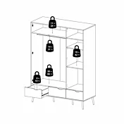 Armadio Rovere e Bianco nordico con ante battenti e piedini 