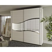 Camera stile contemporaneo con armadio scorrevole e letto contenitore, bianca con inserti floreali