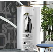 Guardaroba da ingresso, finitura Bianco laccato lucido e Castagno