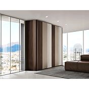 Armadio 2 ante scorrevoli, finitura Noce moro, Visone e Bianco altea