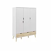 Armadio Rovere e Bianco nordico con ante battenti e piedini 