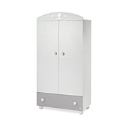 Culla moderna Teddy con ruote, finitura Grigio con decori in tinta