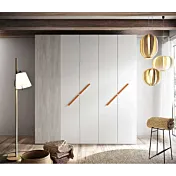 Armadio con 5 ante e libreria, Bianco frassino e Cenere gessato