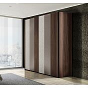 Armadio moderno 2 ante scorrevoli, finitura Noce moro, Grigio cenere e Graniglia chiara