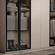 Armadio ad angolo con 10 ante battenti, Corda e dettagli Metal grey in promo