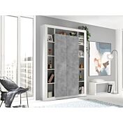 Colonna dispensa a 2 ante moderna, colori Bianco lucido e Cemento