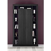 Dispensa Libreria a 2 ante, finitura Nero frassinato, Made in Italy