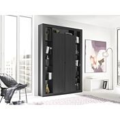 Dispensa Libreria a 2 ante, finitura Nero frassinato, Made in Italy