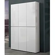Scarpiera alta a 6 ante moderna Bianco lucido, Made in Italy