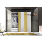 Cameretta moderna con letto imbottito e armadio vertigo GIallo e Bianco