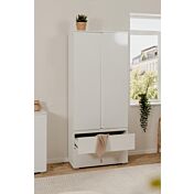 Composizione da ingresso moderna formata da Armadio, Settimino e Madia finitura Bianco lucido