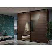 Armadio scorrevole Noce moro con inserti specchio fumè