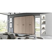 Armadio battente 6 ante, finitura Olmo Perla, Made in Italy