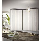 Armadio ad angolo 7 ante, finitura Olmo Bianco, made in Italy