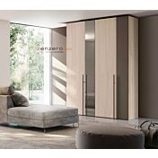 Armadio camera da letto 4 ante battenti in Bronzo e Olmo natura con inserto Specchio