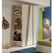 Armadio camerette L.155 Moretti Compact, Oliva, Tabacco e Cielo laccato