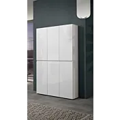 Scarpiera alta a 6 ante moderna Bianco lucido, Made in Italy