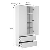 Armadio battente salvaspazio a 2 ante colore Bianco Lucido