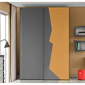 armadio scorrevole grigio e arancio