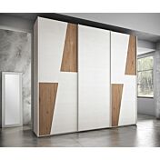 Armadio 3 ante scorrevoli Rovere nordico e Frassinato bianco