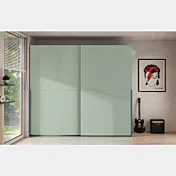 Armadio a 2 ante scorrevoli, finitura Agave e petrolio Zenzero Shop