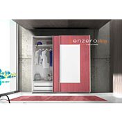 Armadio Square 2 ante scorrevoli bianco opaco e rosso Zenzero Shop